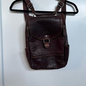 Unisex Brown Leather Backpack | Adjustable Straps